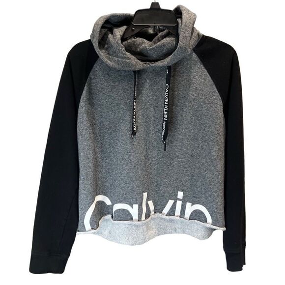 Calvin Klein performance cropped hoodie grey black size medium - Picture 1 of 13
